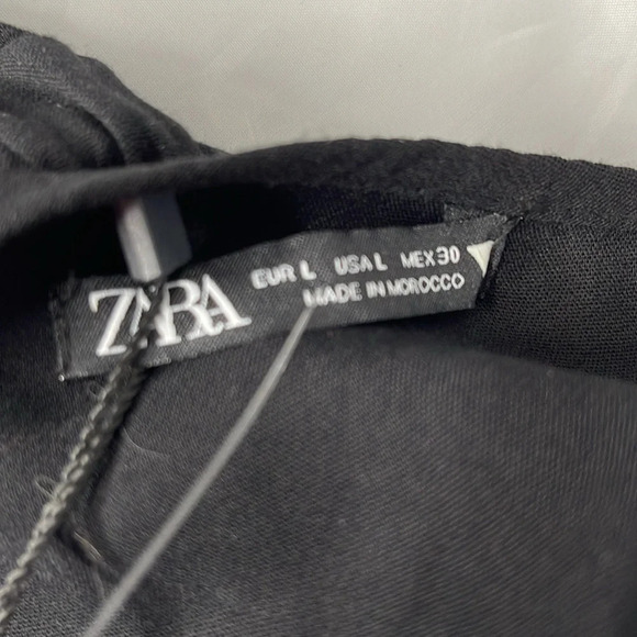 ZARA NWT Black Twisted One Shoulder Crop Top Elastic Band Hem Lined Summer L - Picture 4 of 7